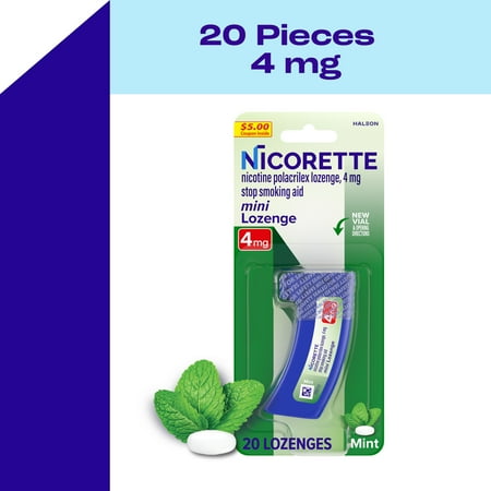 Nicorette Mini Nicotine Lozenges to Stop Smoking, Mint Flavor, 4 Mg - 20 Count