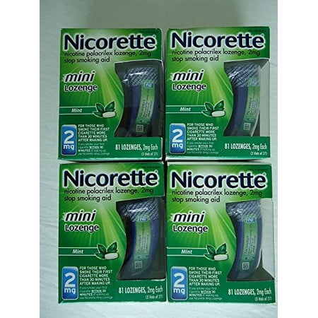 Nicorette Mini Nicotine Polacrilex Lozenge Stop Smoking Aid 2Mg Mint Flavor, 81Ct, 4-Pack