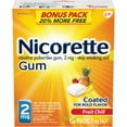 thumbnail image 1 of Nicorette Nicotine Coated Gum to Stop Smoking, 2Mg, Fruit Chill Flavor - 100+20 Count, 1 of 12