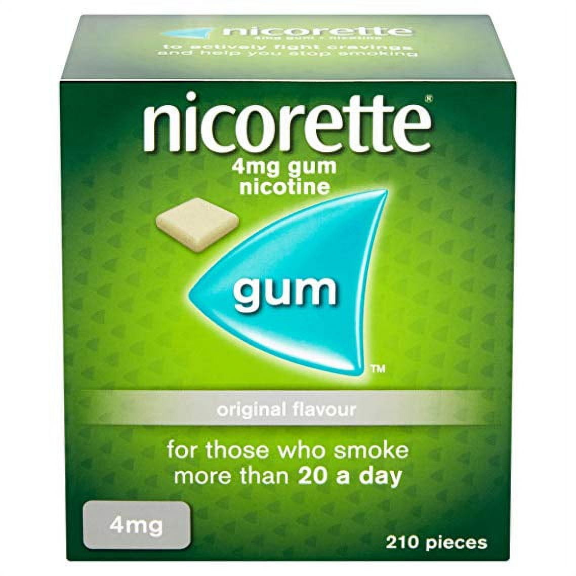 Nicorette 4mg Original Flavor Nicotine Chewing Gum, 210 pcs