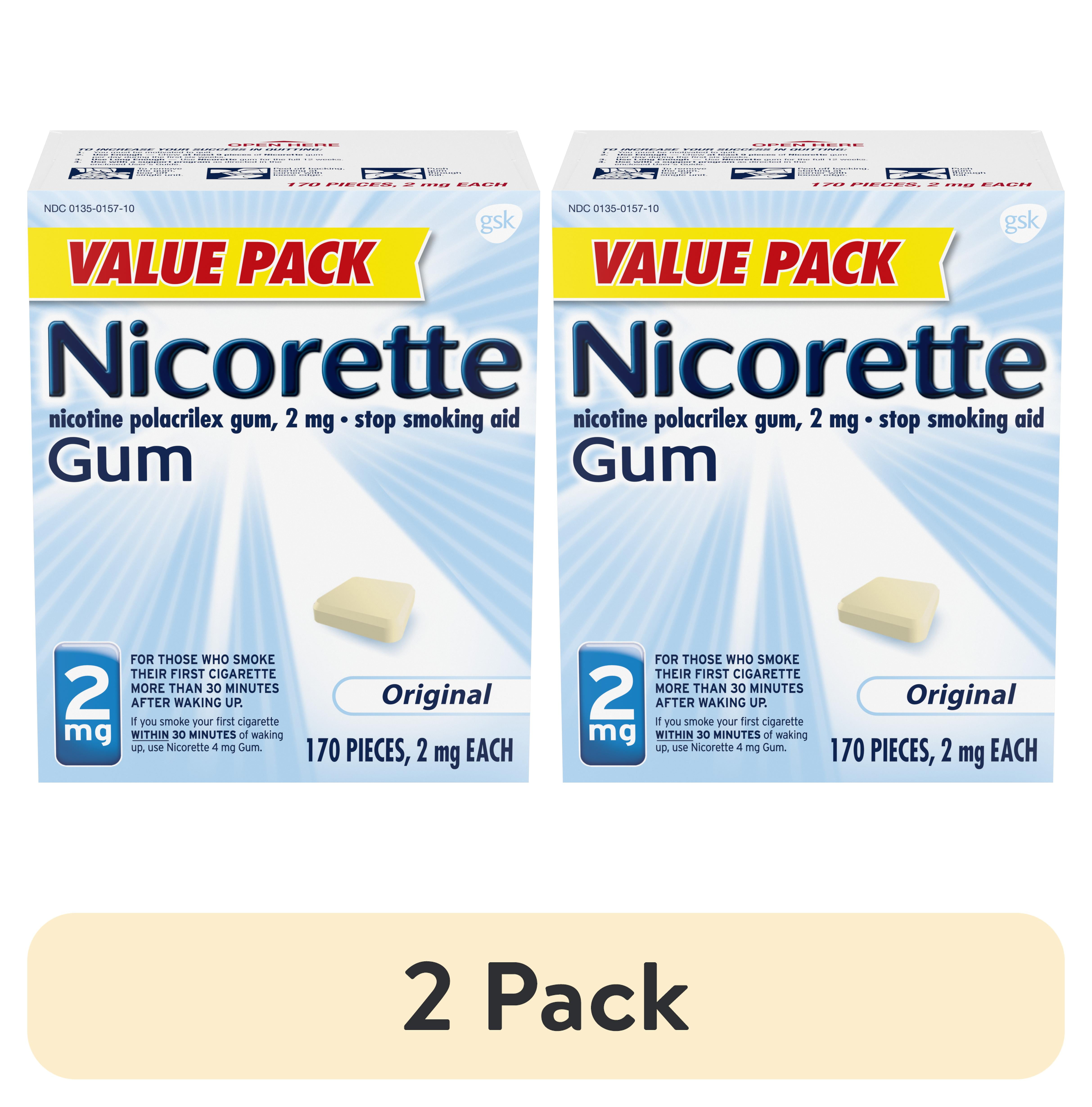 (2 pack) Nicorette Nicotine Gum Stop Smoking Aid, 2 Mg, Flavored 170