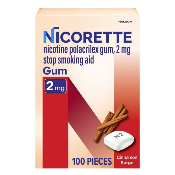 Nicorette Nicotine Gum, Stop Smoking Aids, 2 Mg, Cinnamon Surge, 100 Count