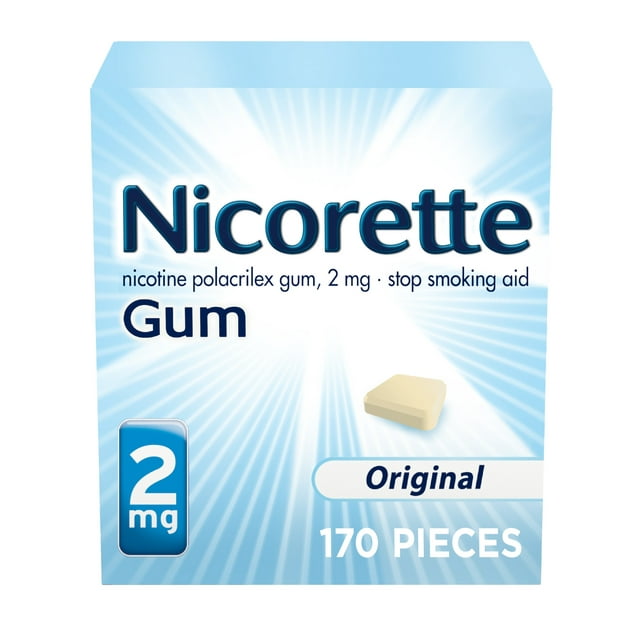 Nicorette Nicotine Gum, Stop Smoking Aids, 2 Mg, Flavored, 170 Count