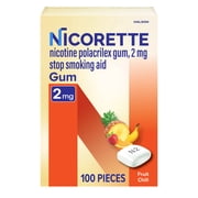 Nicorette Nicotine Gum, Stop Smoking Aids, 2 Mg, Fruit Chill, 100 Count