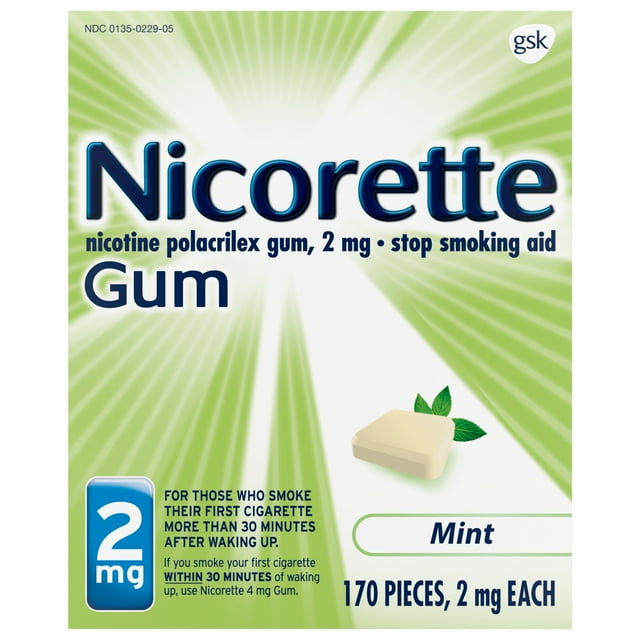 Nicorette Nicotine Gum, Stop Smoking Aids, 2 Mg, Mint, 170 Count