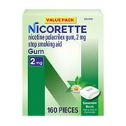 Nicorette Nicotine Gum, Stop Smoking Aids, 2 mg, Spearmint Burst, 160 Count