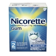 Nicorette Nicotine Gum, Stop Smoking Aids, 2 mg, White Ice Mint, 160 Count