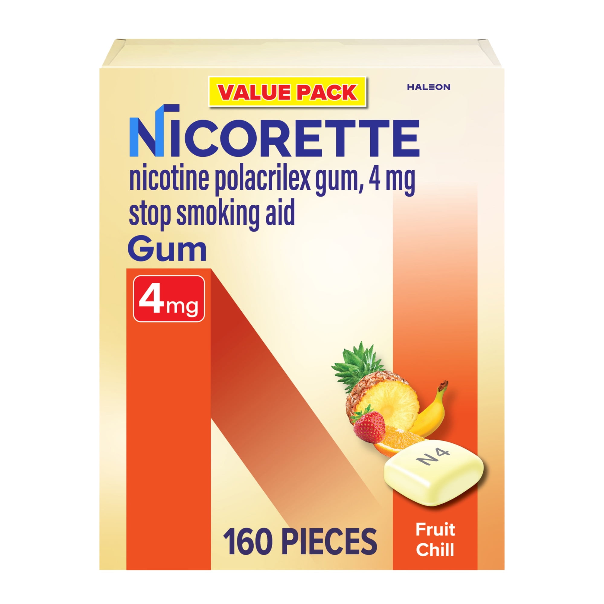 Nicorette Nicotine Gum, Stop Smoking Aids, 4 Mg, Fruit Chill