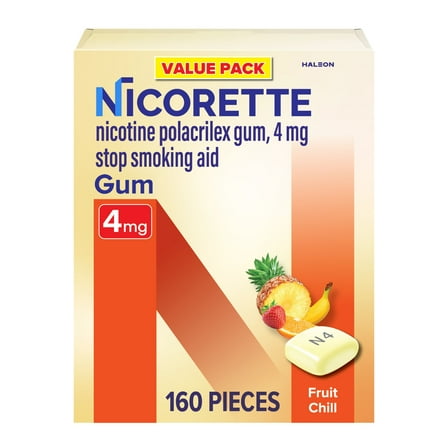 Nicorette Nicotine Gum, Stop Smoking Aids, 4 Mg, Fruit Chill, 160 Count