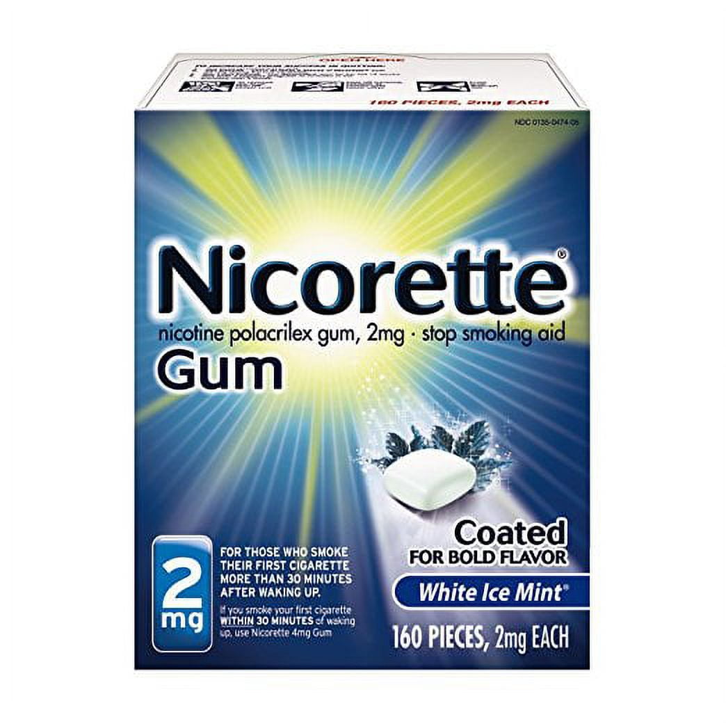 Nicorette Nicotine Gum to Stop Smoking, 2mg, White Ice Mint, 160 Count