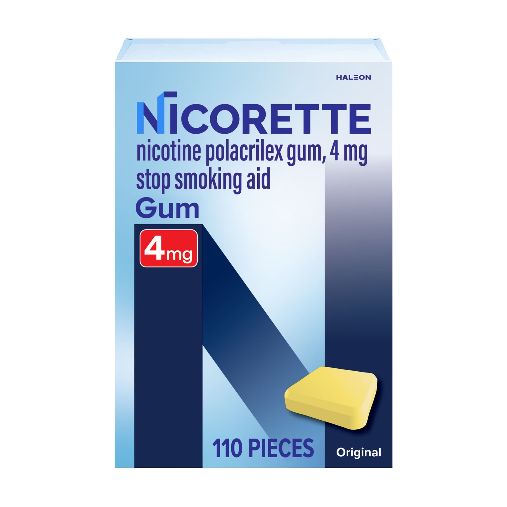 Nicorette 4 Mg Nicotine Gum, Stop Smoking Aid, Original - 110 Count