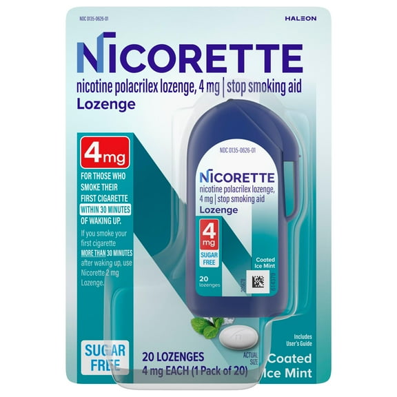 Nicorette Nicotine Lozenges, Stop Smoking Aids, 4 Mg, Mint, 20 Count