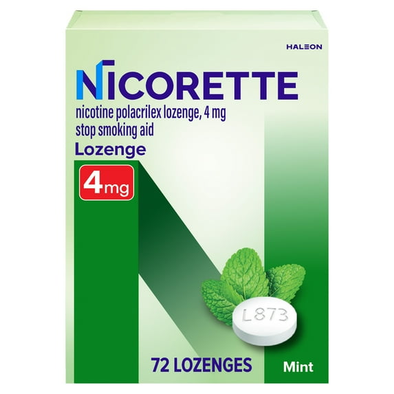 Nicorette Nicotine Lozenges, Stop Smoking Aids, 4 Mg, Mint, 72 Count