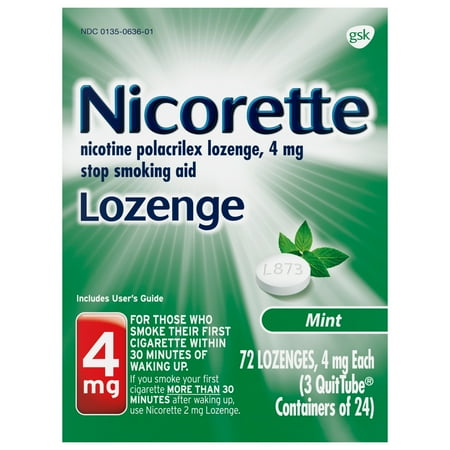 Nicorette Nicotine Lozenges, Stop Smoking Aids, 4 mg, Mint, 72 Count