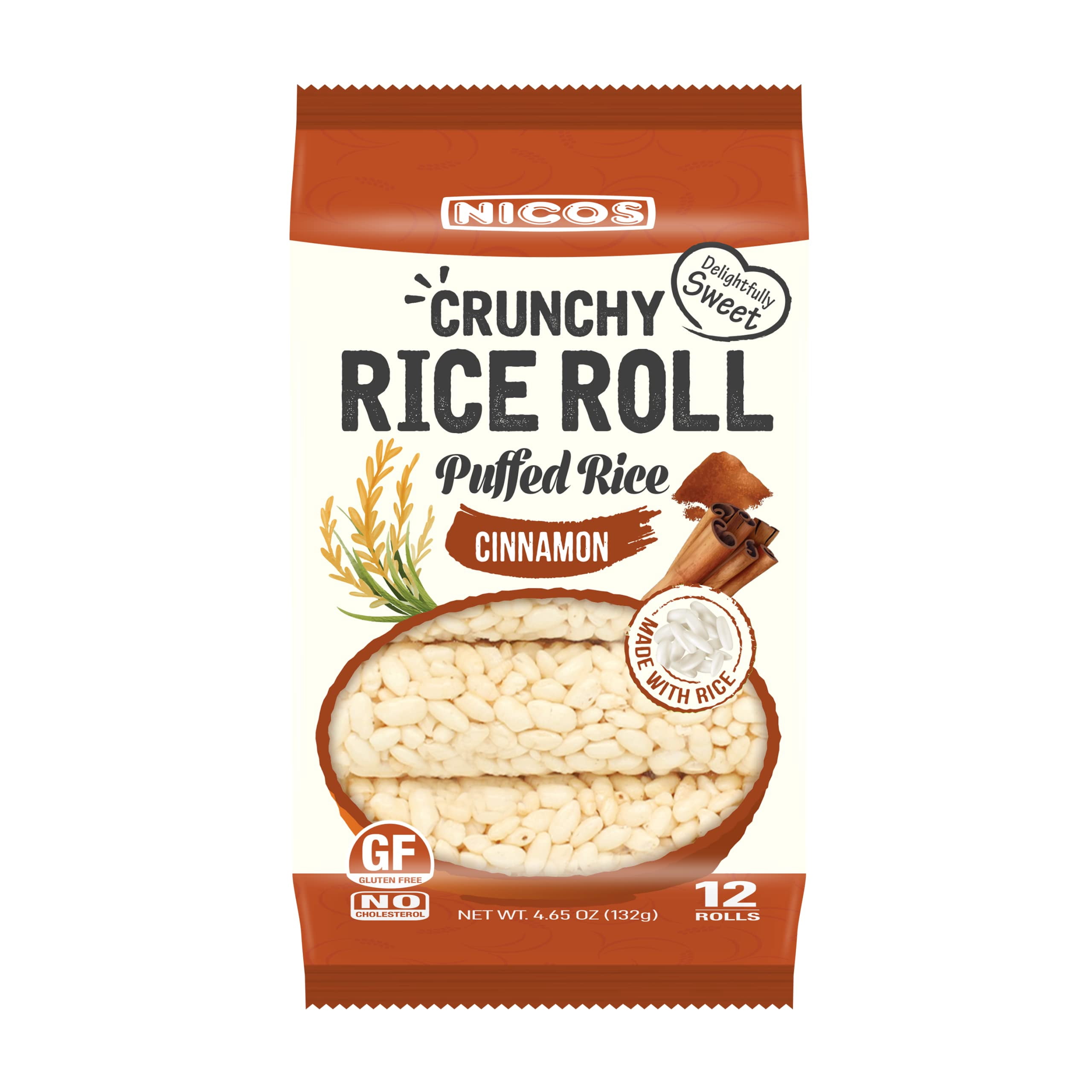 Nicos (Cinnamon) Crunchy Rice AIF4 Roll- Puffed Rice (12 Rolls x 6 ...