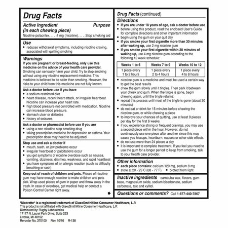 Nicotine Gum 4 MG RFL Mint*Rug Size: 20