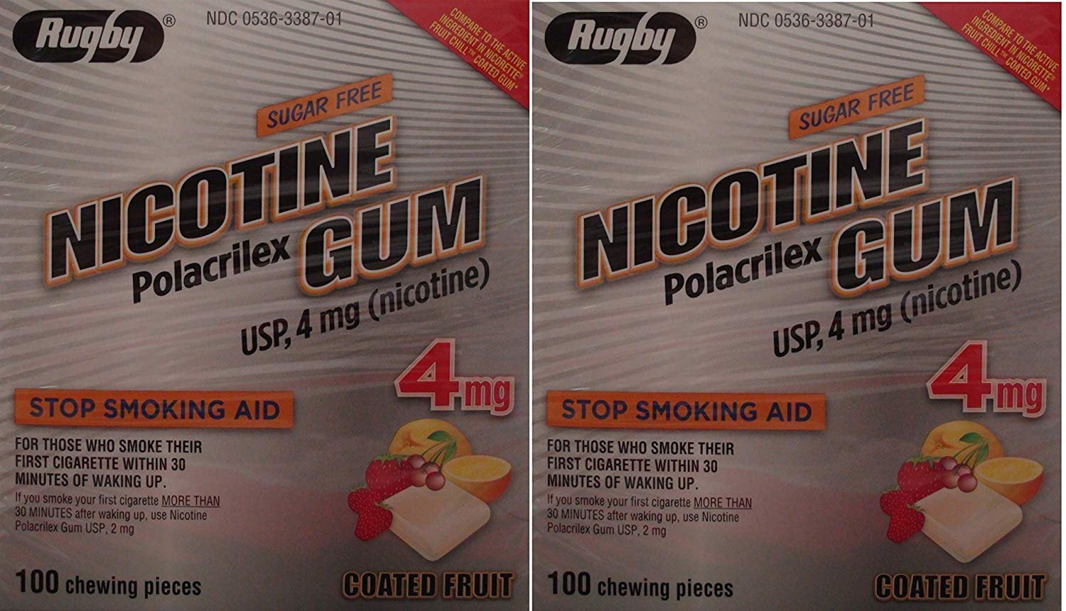 Nicotine Gum 4mg Sugar Free Coated Fruit Generic for Nicorette 100
