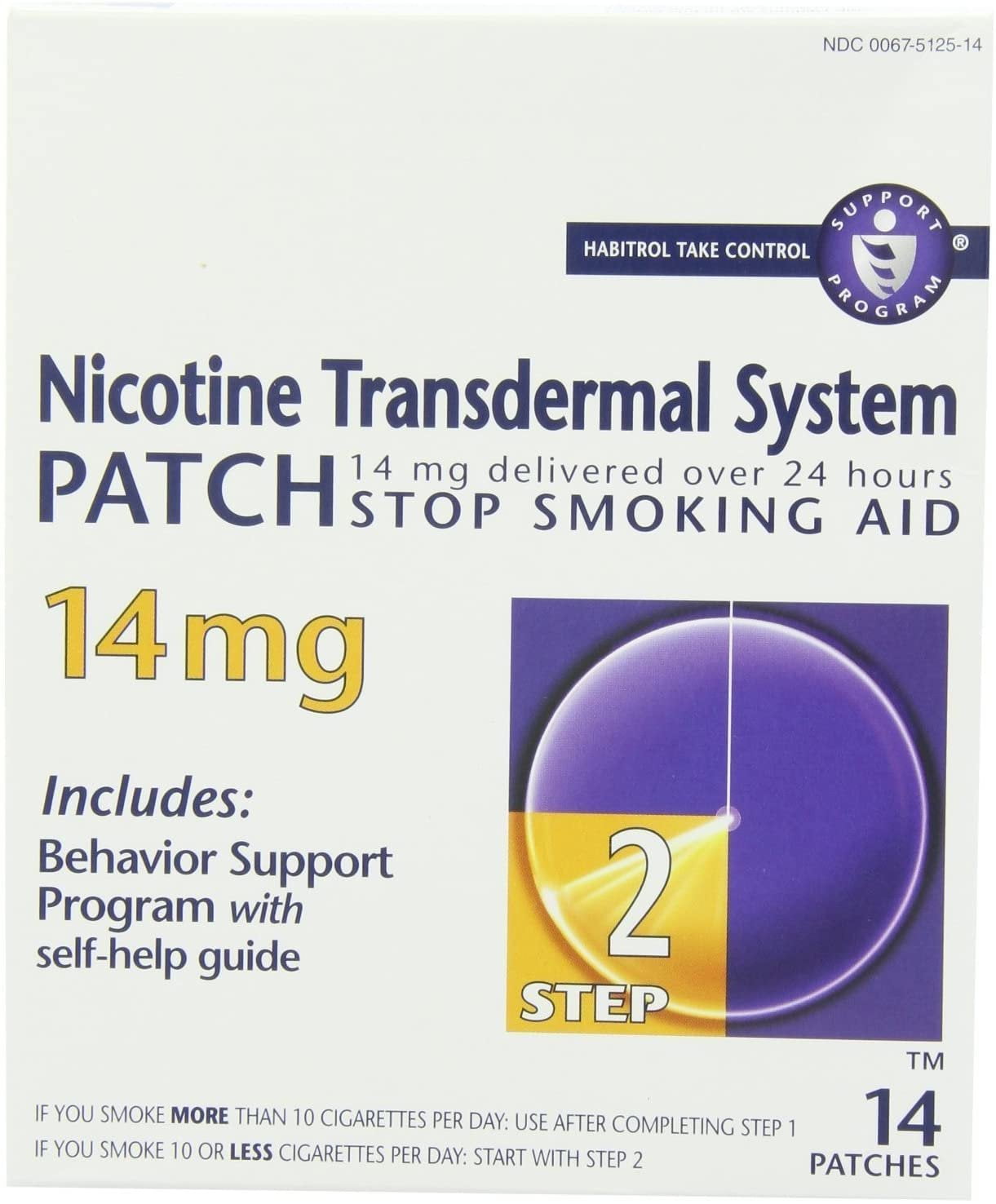 Nicotine Stop Smoking Aid Transdermal System Patch w/ Self-Help Guide, 14ct