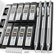 Nicpro 0.7mm Mechanical Pencils Set with Case, 3 Pcs Art Metal Drafting Led Pencil with 6 Tubes HB Pencil Leads and Erasers