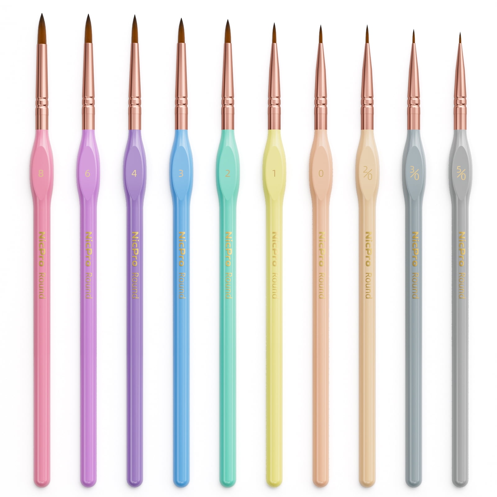 Nicpro 10 Pcs Micro Fine Detail Paint Brush Set, Macaron Pastel Small Miniature Fine Tip Detail Brushes Kit for Acrylic Oil Watercolor, Craft, Models, Rock Painting, Paint by Number