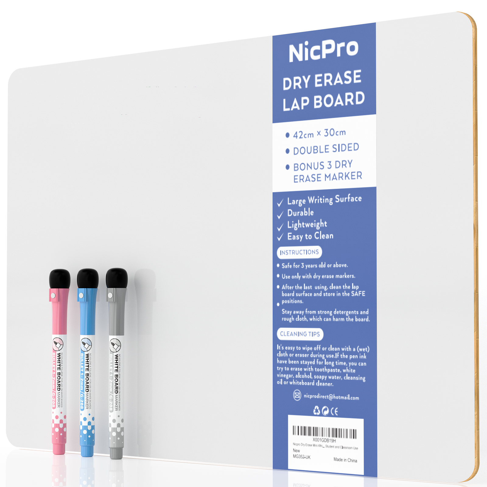 Pen + Gear Dry Erase Board with Plastic Black Frame, 8.5" x 11