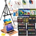thumbnail image 1 of Nicpro 158PCS Deluxe Large Painting Kit with Metal and Solid Beech Wood Easel, Acrylic, Oil & Watercolor Paint Set, Paint Brushes, Canvases, Palette, Paper Pad, Professional Art Set for Adults Artist, 1 of 6