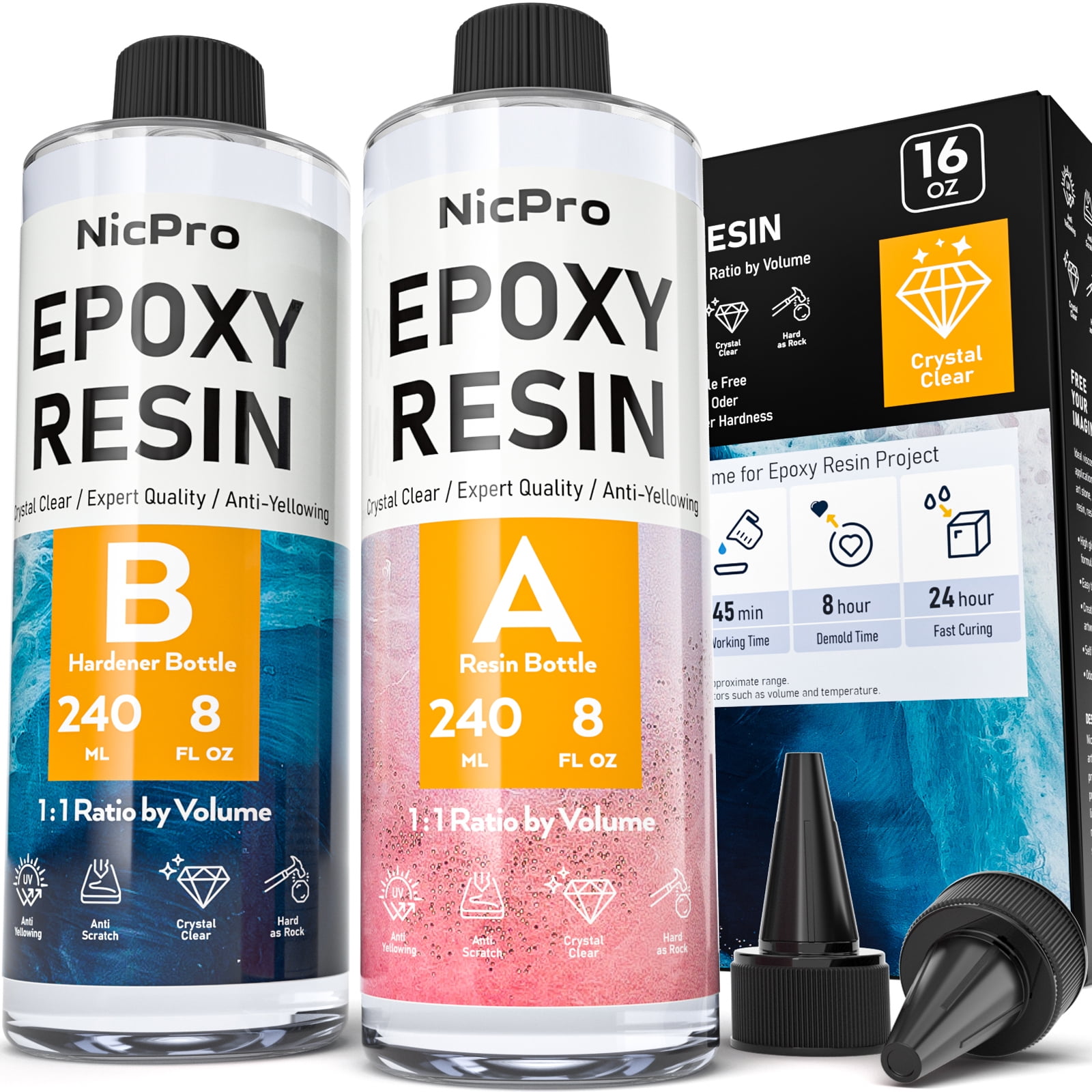 Nicpro 16 Ounce Crystal Clear Epoxy Resin Kit 