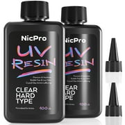 Nicpro 200g UV Resin, 2 Pcs Crystal Clear UV Glue Hard, High Viscosity & Quick Curing UV Epoxy Resin Kit for Jewelry Making, Craft, Doming, Coating and Casting