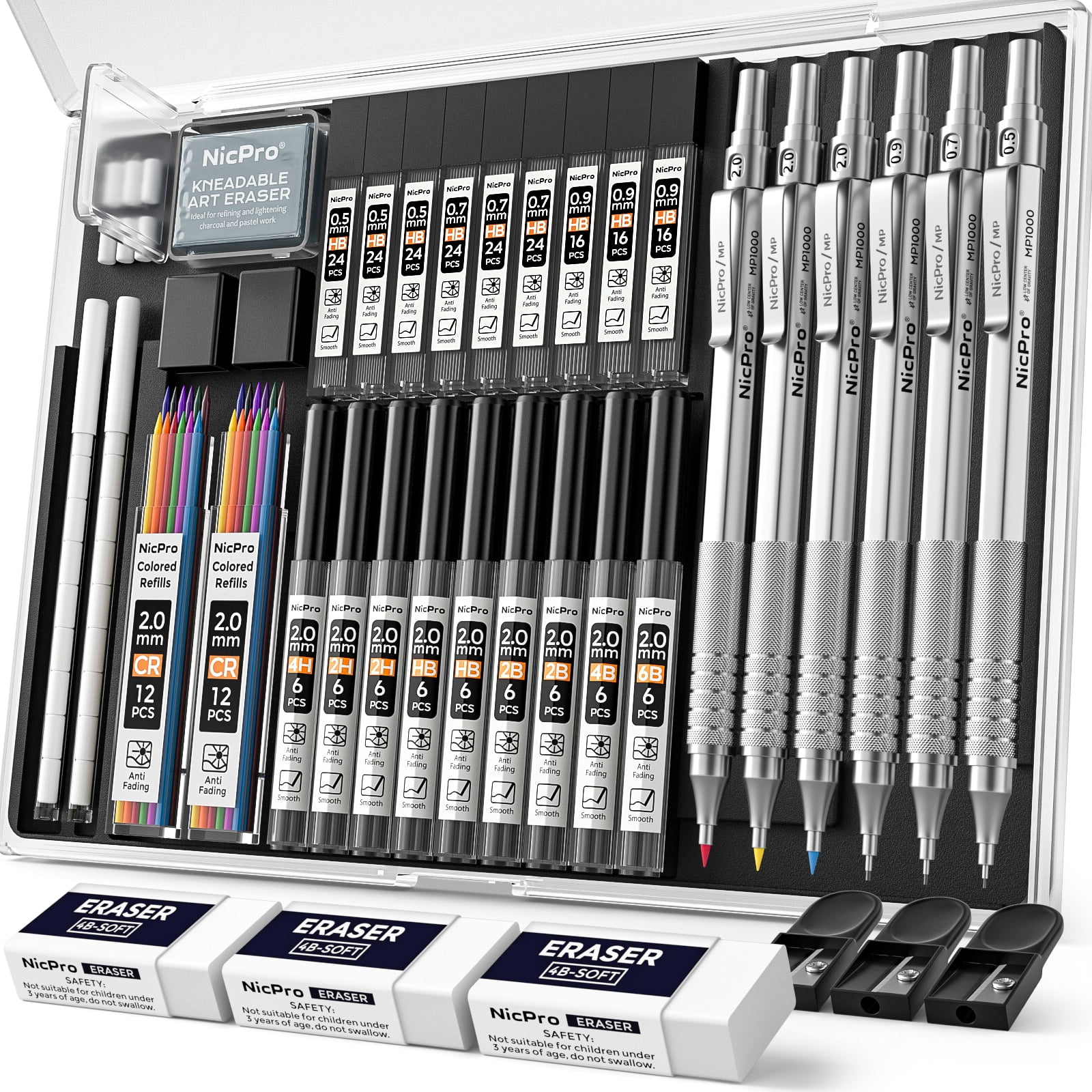 Nicpro 6 Pcs Metal Mechanical Pencils Set, Art Drafting Nicpro 6 Pcs Metal Mechanical Pencils Set, Art Drafting