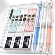 Nicpro 3PCS 0.7 mm Pastel Mechanical Pencil Set, Cute Mechanical Pencils with 6 Tubes HB Lead, 3 Erasers, 9 Eraser Refills, Aesthetic School Supplies for Writing Sketching Drafting -With Case