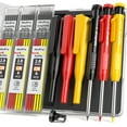thumbnail image 1 of Nicpro 3Pack Carpenter Pencil with Sharpener, Mechanical Carpenter Pencils with 39 Refills (Red, Black, Yellow), Woodworking Pencils, 1 of 7