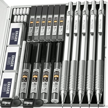 Nicpro Mechanical Pencil Set with 10 Tube Lead Refills 0.5mm 0.7mm 0.9mm 2mm, 4B 2B HB 2H, 22 Count