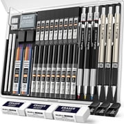Nicpro 6 Pcs Metal Mechanical Pencils, Drafting Pencil 0.5 mm & 0.7 mm & 0.9 mm & 3 Pcs 2mm Lead Holder (6B 4B 2B HB 2H 4H Colors) with 20 Tube Lead Refills Case