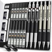 Nicpro 6PCS Art Mechanical Pencil Set, 3PCS Metal Drafting Pencil 0.5 mm & 0.7 mm & 0.9 mm & 3PCS 2mm Graphite Lead Holder (2B HB 2H) with Lead Refills Case