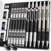 Nicpro 6PCS Art Mechanical Pencil Set, 3PCS Metal Drafting Pencil 0.5 mm & 0.7 mm & 0.9 mm & 3PCS 2mm Graphite Lead Holder (2B HB 2H) with Lead Refills Case