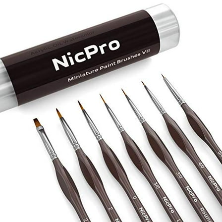 Nicpro 7 Pcs Miniature Detail Paint Brush Set, Micro Professional Fine Detail Painting Brushes for Watercolor Oil Acrylic, Craft Models Rock Painting & Paint by Number