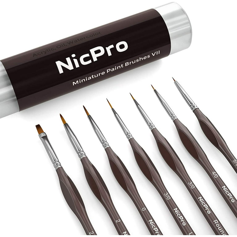 Nicpro 7 Pcs Miniature Detail Paint Brush Set, Micro Professional Fine  Detail Painting Brushes for Watercolor Oil Acrylic, Craft Models Rock  Painting