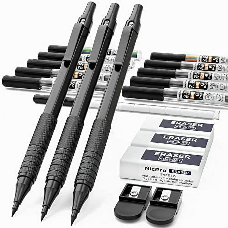 https://i5.walmartimages.com/seo/Nicpro-Black-Metal-2-0-Mechanical-Pencil-Set-Case-3-PCS-Drafting-Lead-Holder-2mm-Graphite-Refill-HB-2H-4H-2B-4B-Colors-Sharpeners-Erasers-Artist-Writ_89f1523c-8161-4b62-970b-7cb40a73ae72.4fa93d73a76d0ce1a6ace57db66bd8a4.jpeg?odnHeight=768&odnWidth=768&odnBg=FFFFFF