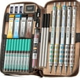 thumbnail image 1 of Nicpro Blocky Gear Metal Mechanical Pencil Set in Leather Case, 29Pcs Art Drafting Pencils 0.3, 0.5, 0.7, 0.9&2mm Lead Pencil with 330Pcs Lead (HB 2H 4H 2B 4B 6B Color) for Writing Sketching Drawing, 1 of 7