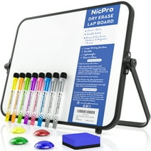 Nicpro Dry Erase Whiteboard, 9 x 12 inch Double Sided Large Magnetic Desktop White Board with Stand, 8 Pens, 1 Eraser, 4 Magnets, Portable White Board Easel