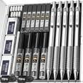 thumbnail image 1 of Nicpro 5 Pcs Metal Mechanical Pencils Set, Artist Drafting Pencil 0.5 & 0.7 & 0.9mm & 2Pcs 2mm Graphite Lead Holder(4B 2B HB 2H) with Lead Refills, Erasers - Silver, 1 of 7