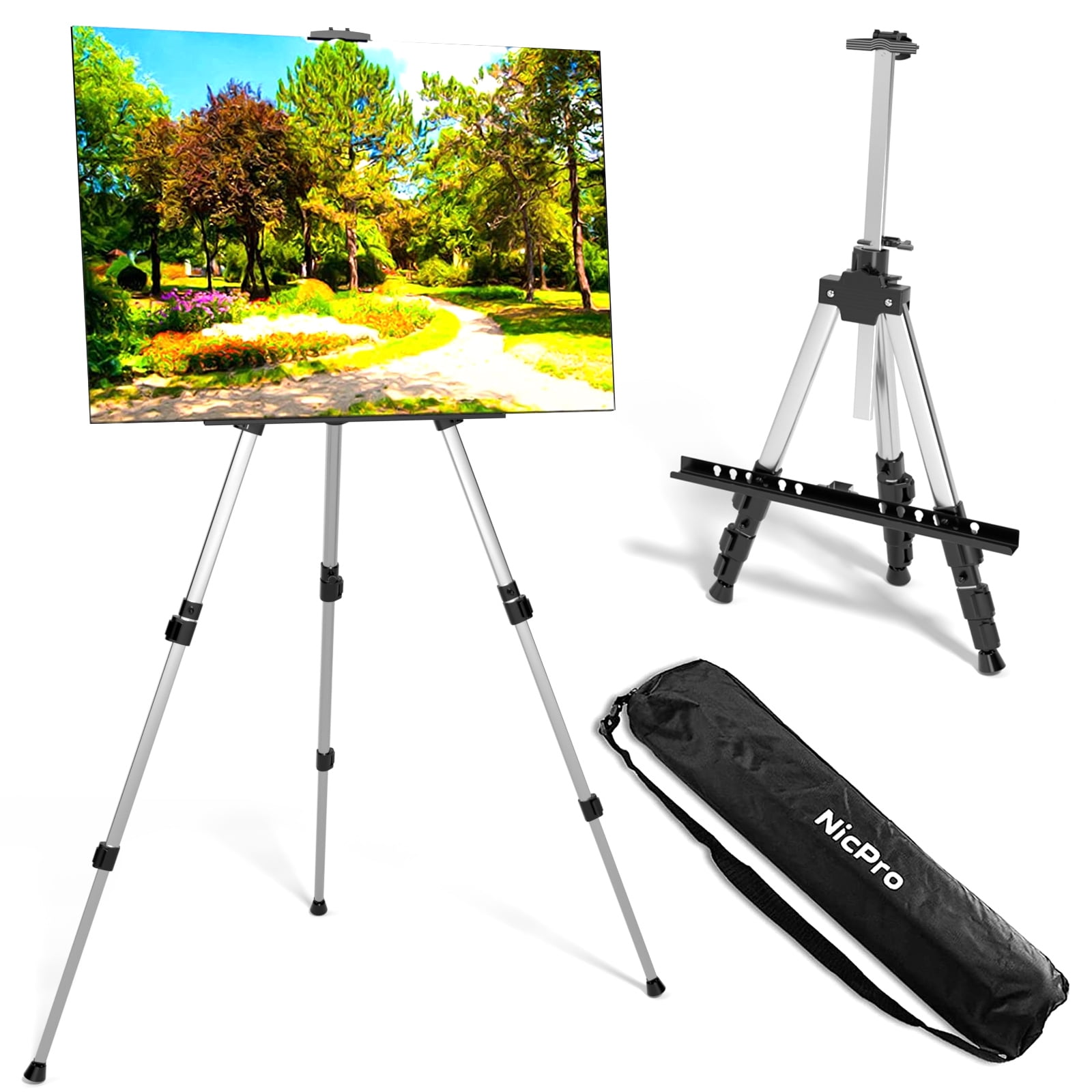 Floor Easel with Fixed Height Sign Supports, 58h Tripod Stand for