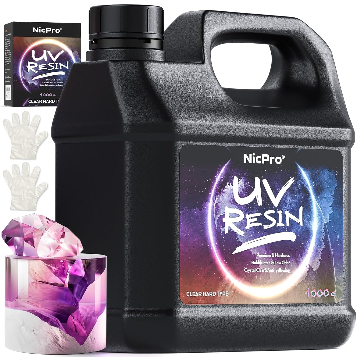 Nicpro UV Resin 1000g, Upgrade Crystal Clear Ultraviolet Epoxy Resin