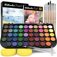 thumbnail image 1 of Nicpro Watercolor Paint Set, 48 Water Colors Kit with 8 Painting Brushes, Palette, Watercolor Pen, 25 Art Pad Paper, 2 Art Sponges, Non-toxic Painting Supplies, 1 of 7