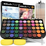 Nicpro Watercolor Paint Set, 48 Water Colors Kit with 8 Painting Brushes, Palette, Watercolor Pen, 25 Art Pad Paper, 2 Art Sponges, Non-toxic Painting Supplies