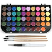 Nicpro Watercolor Paint Set, 48 Water Colors Kit with 3 Squirrel Brushes, Palette, Watercolor Pen for Gift, Sketching, Arts crafts