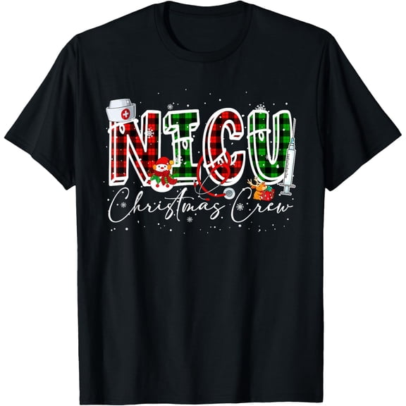 Nicu Christmas Crew Costume Red Colour Nurse Tools Proud Job T-Shirt