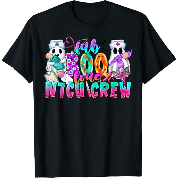 Nicu Nurse Fab-Boo-Lous Ghost Crew T Shirt Size S-5XL