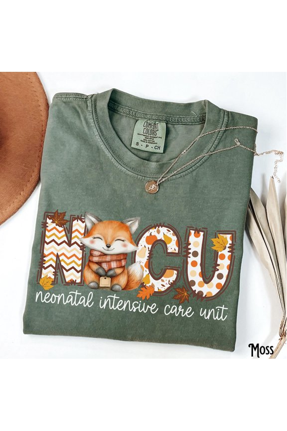 Nicu Nurse Neonatal Intensive Care Unit Rn Doctor Fall Autumn Fox T-Shirt All Size S-3XL