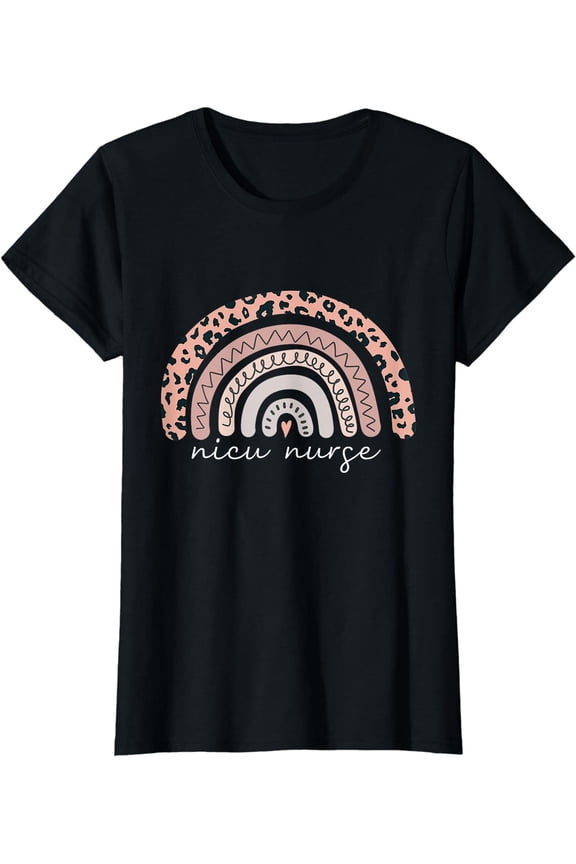 Nicu Nurse Neonatal Nurse Labor And Delivery Leopard Rainbow T-Shirt